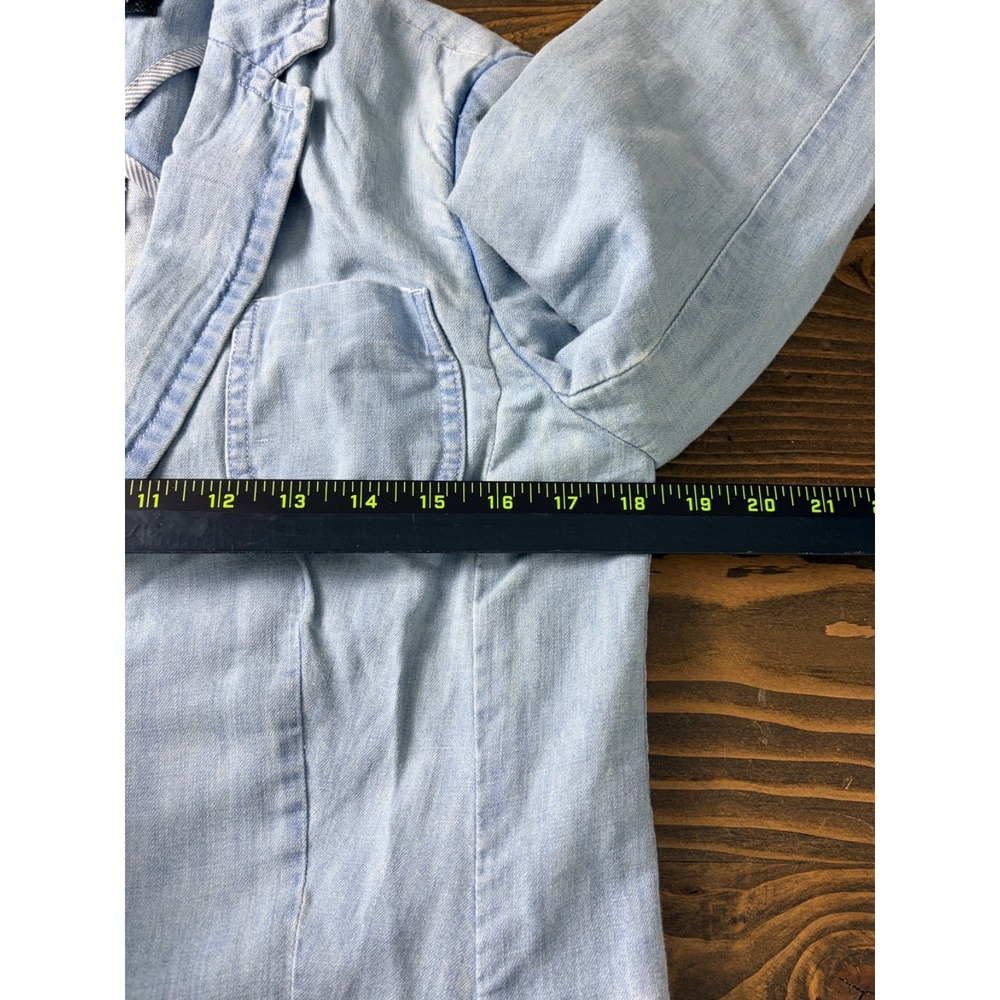 Talbots Chambray Blazer Womens 6 Blue Cotton Hemp Blend Lightweight Jacket - Picture 7 of 11